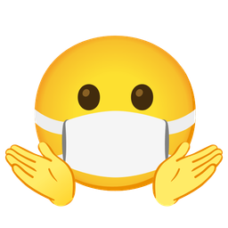 person shrugging and face with medical mask