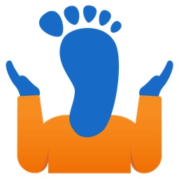person shrugging and footprints