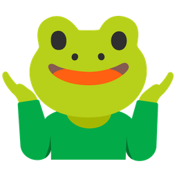 person shrugging and frog