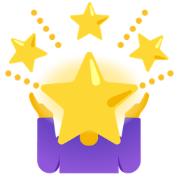 person shrugging and glowing star