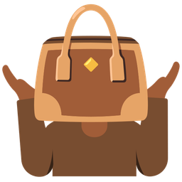 person shrugging and handbag