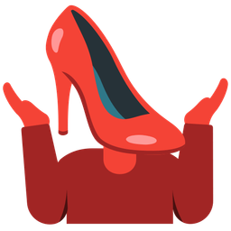 person shrugging and high-heeled shoe