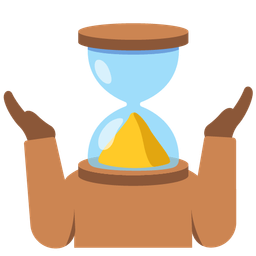 person shrugging and hourglass done