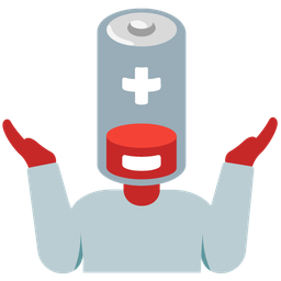 person shrugging and low battery