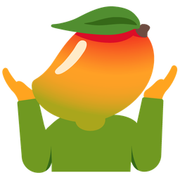 person shrugging and mango
