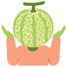 person shrugging and melon
