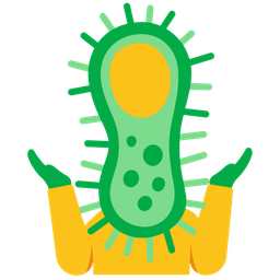 person shrugging and microbe