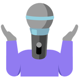 person shrugging and microphone