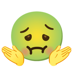 person shrugging and nauseated face