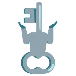 person shrugging and old key