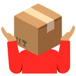 person shrugging and package