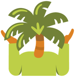 person shrugging and palm tree
