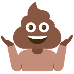 person shrugging and pile of poo