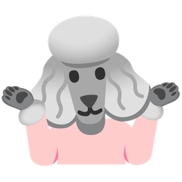 person shrugging and poodle