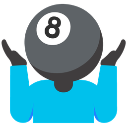 person shrugging and pool 8 ball