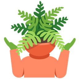 person shrugging and potted plant