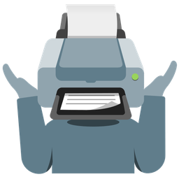 person shrugging and printer
