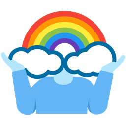 person shrugging and rainbow