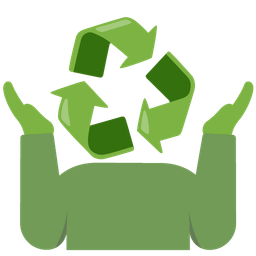person shrugging and recycling symbol