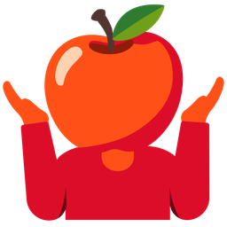 person shrugging and red apple