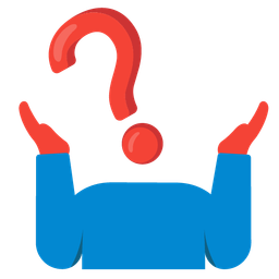 person shrugging and red question mark