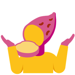 person shrugging and roasted sweet potato