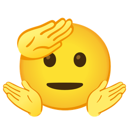 person shrugging and saluting face