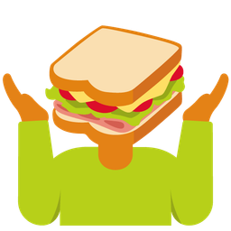 person shrugging and sandwich