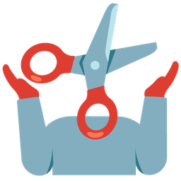 person shrugging and scissors