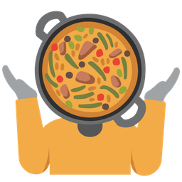 person shrugging and shallow pan of food