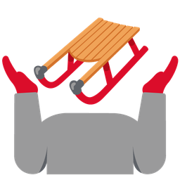 person shrugging and sled