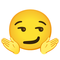 person shrugging and smirking face