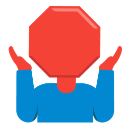 person shrugging and stop sign