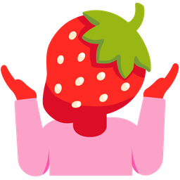 person shrugging and strawberry