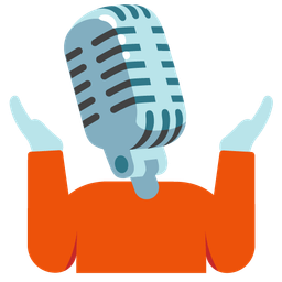 person shrugging and studio microphone