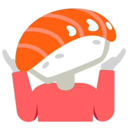 person shrugging and sushi