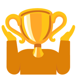 person shrugging and trophy