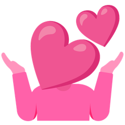 person shrugging and two hearts