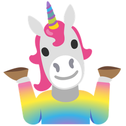 person shrugging and unicorn