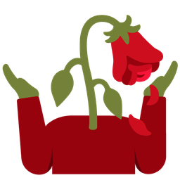 person shrugging and wilted flower