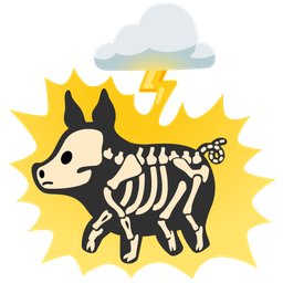 Pig face and Cloud with lightning