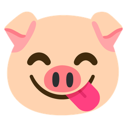 Pig face and Face savoring food