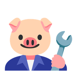 Pig face and Hammer and wrench