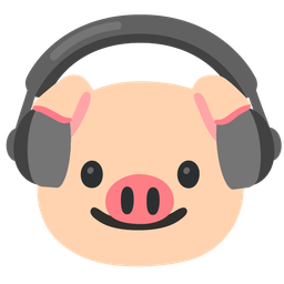 Pig face and Headphone