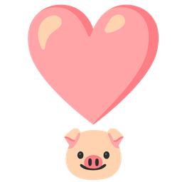 Pig face and Heart exclamation
