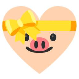 Pig face and Heart with ribbon