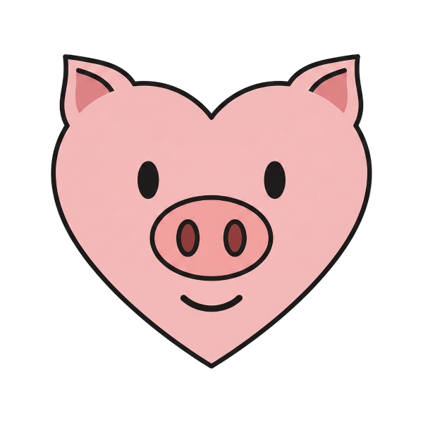 Pig face and Pink heart