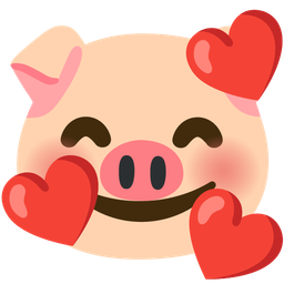 Pig face and Smiling face with hearts