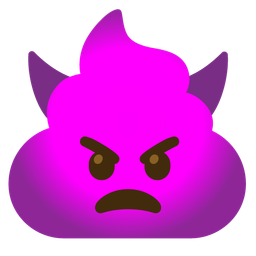 pile of poo and angry face with horns