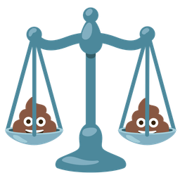 pile of poo and balance scale